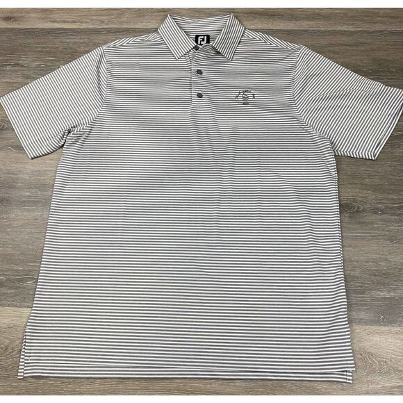 FootJoy FJ Polo Shirt Mens Large Light Gray Striped Performance Golf Shirt - Picture 3 of 13